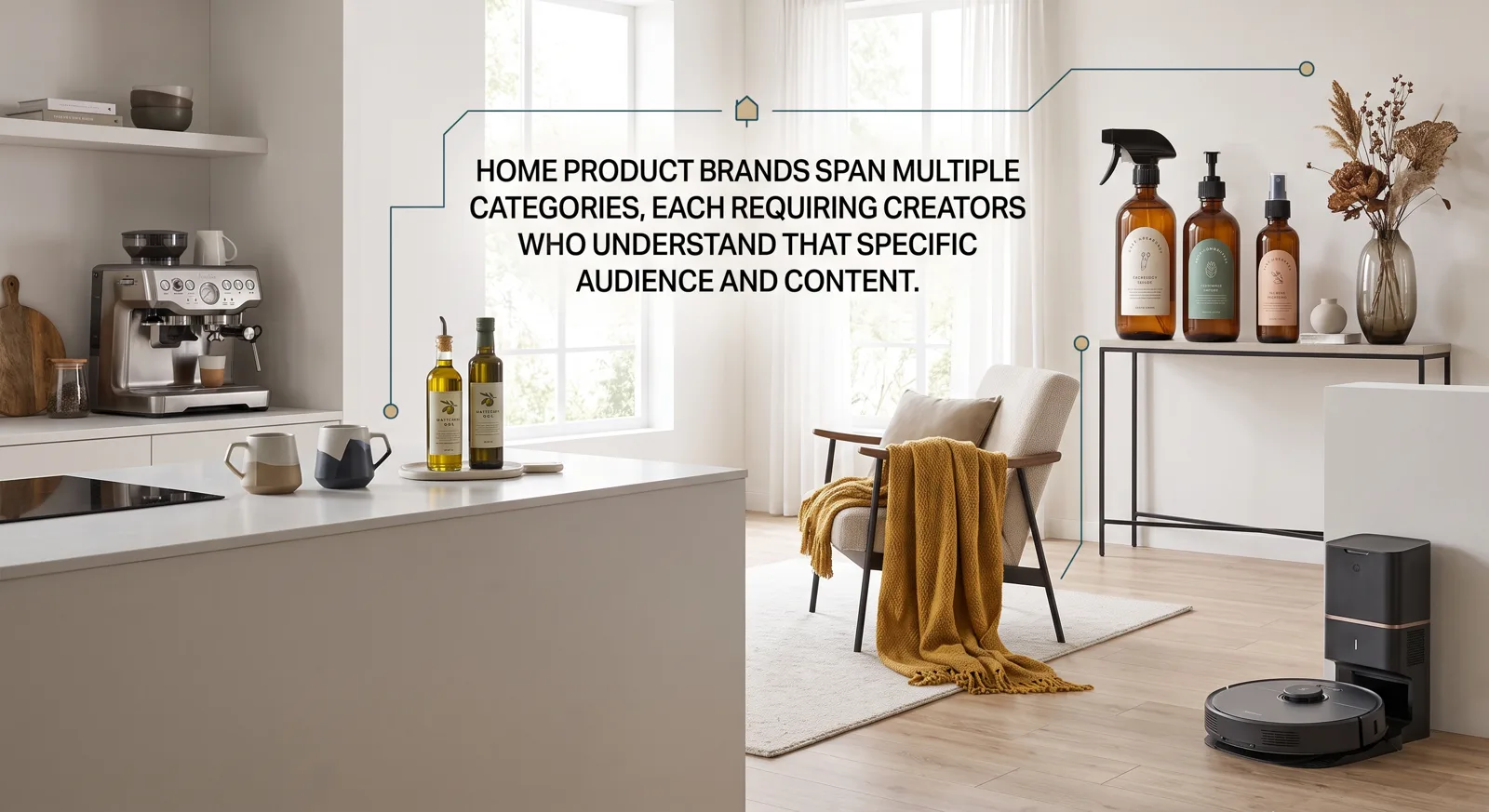 Home product brands span multiple categories, each requiring creators who understand that specific audience and content